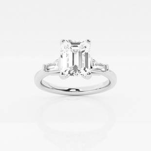 1 2/3 ctw Emerald Diamond Engagement Ring with Tapered Baguette Side Accents Platinum: Lab Grown 1 2/3 ctw Emerald Diamond Engagement Ring with Tapered Baguette Side Accents Platinum Style: Side Stone Engagement Ring Total Carat Weight: 1 2/3 ctw Centerstone Carat Wt: 1.50 