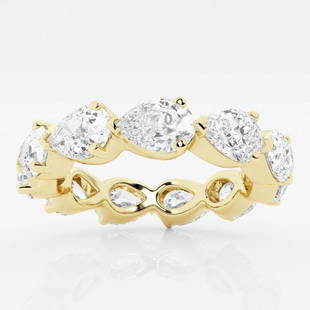 4 ctw Floating Pear Diamond Eternity Band 14K Yellow Gold: Lab Grown 4 ctw Floating Pear Diamond Eternity Band 14K Yellow Gold Style: Eternity Band Total Carat Weight: 4 ctw Centerstone Carat Wt: 0.37 Centerstone Count: 11 Diamond Color: E+ 