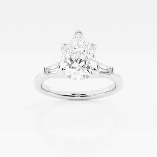 2 1/4 ctw Pear Diamond Baguette Sides Engagement Ring 14K White Gold: Lab Grown 2 1/4 ctw Pear Diamond Baguette Sides Engagement Ring 14K White Gold Style: Side Stone Engagement Ring Total Carat Weight: 2 1/4 ctw Centerstone Carat Wt: 2.0 Centerstone Count: