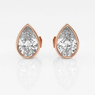 3 ctw Pear Diamond Bezel Set Solitaire Stud Earrings 14K Rose Gold: Lab Grown 3 ctw Pear Diamond Bezel Set Solitaire Stud Earrings 14K Rose Gold Style: Stud Earrings Total Carat Weight: 3 ctw Centerstone Carat Wt: 1.50 Centerstone Count: 2 Diamond