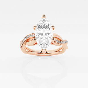 2 1/10 ctw Marquise Diamond Intertwined Engagement Ring 14K Rose Gold: Lab Grown 2 1/10 ctw Marquise Diamond Intertwined Engagement Ring 14K Rose Gold Style: Side Stone Engagement Ring Total Carat Weight: 2 1/10 ctw Centerstone Carat Wt: 2.0 Centerstone