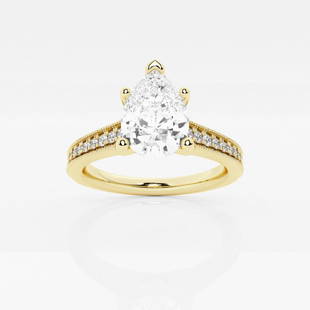 1 2/3 ctw Pear Diamond Engagement Ring with Channel Side Accents 14K Yellow Gold: Lab Grown 1 2/3 ctw Pear Diamond Engagement Ring with Channel Side Accents 14K Yellow Gold Style: Side Stone Engagement Ring Total Carat Weight: 1 2/3 ctw Centerstone Carat Wt: 1.50 