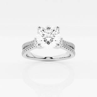 1 7/8 ctw Round Diamond Engagement Ring with Oval Side Accents 14K White Gold: Lab Grown 1 7/8 ctw Round Diamond Engagement Ring with Oval Side Accents 14K White Gold Style: Side Stone Engagement Ring Total Carat Weight: 1 7/8 ctw Centerstone Carat Wt: 1.50 