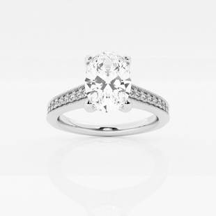 1 1/6 ctw Oval Diamond Engagement Ring with Channel Side Accents Platinum: Lab Grown 1 1/6 ctw Oval Diamond Engagement Ring with Channel Side Accents Platinum Style: Side Stone Engagement Ring Total Carat Weight: 1 1/6 ctw Centerstone Carat Wt: 1.0 Centerstone