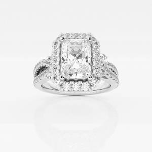 2 7/8 ctw Radiant Diamond Petite Bow Halo Engagement Ring Platinum