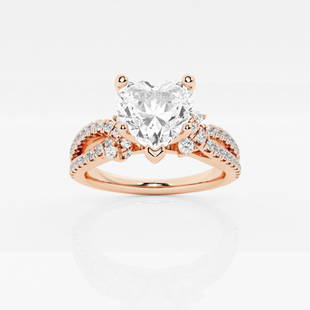 2 ctw Heart Diamond Petite Bow Engagement Ring 14K Rose Gold: Lab Grown 2 ctw Heart Diamond Petite Bow Engagement Ring 14K Rose Gold Style: Side Stone Engagement Ring Total Carat Weight: 2 ctw Centerstone Carat Wt: 1.50 Centerstone Count: 1 