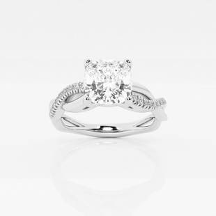 1 1/10 ctw Cushion Diamond Intertwined Engagement Ring Platinum: Lab Grown 1 1/10 ctw Cushion Diamond Intertwined Engagement Ring Platinum Style: Side Stone Engagement Ring Total Carat Weight: 1 1/10 ctw Centerstone Carat Wt: 1.0 Centerstone Count: 1 