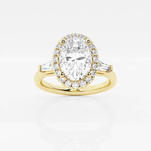 2 ctw Oval Diamond Tapered Baguette Halo Engagement Ring 14K Yellow Gold: Lab Grown 2 ctw Oval Diamond Tapered Baguette Halo Engagement Ring 14K Yellow Gold Style: Halo Engagement Ring Total Carat Weight: 2 ctw Centerstone Carat Wt: 1.50 Centerstone Count: 1 