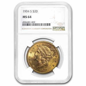 1904-S $20 Liberty Gold Double Eagle MS-64 NGC