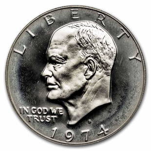 1974-S 40% Silver Eisenhower Dollar Proof (Mint Sealed): 1974-S 40% Silver Eisenhower Dollar Proof (Mint Sealed) Product ID: RBG248239 Year: 1974 Grade: Proof Grade Service: None Denomination: 1 Dollar Mint Mark: S - San Francisco 