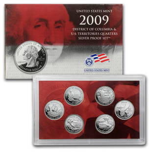 2009-S D.C. and U.S. Territories Quarters Proof Set (Silver): 2009-S D.C. and U.S. Territories Quarters Proof Set (Silver) Product ID: RBG52687 Year: 2009 Grade: Proof Grade Service: None Denomination: 25 Cents Mint Mark: S - San Francisco 