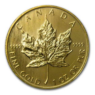 1997 Canada 1 oz Gold Maple Leaf BU: 1997 Canada 1 oz Gold Maple Leaf BU Product ID: RBG77412 Year: 1997 Grade: Brilliant Unc Grade Service: None Denomination: $50 Mint Mark: RCM (Not Shown) Metal Content: 1 troy oz