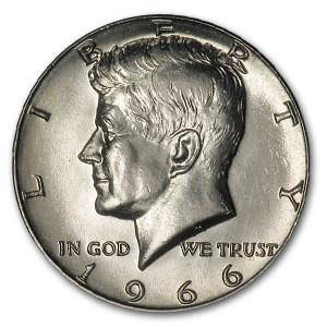 1966 Kennedy Half Dollar BU: 1966 Kennedy Half Dollar BU Product ID: RBG6008 Year: 1966 Grade: Brilliant Unc Grade Service: None Denomination: 50 Cents Mint Mark: P - Philadelphia (Not Shown) Metal Content: