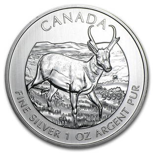 2013 Canada 1 oz Silver Wildlife Series Pronghorn Antelope: 2013 Canada 1 oz Silver Wildlife Series Pronghorn Antelope Product ID: RBG71331 Year: 2013 Grade: Brilliant Unc Grade Service: None Denomination: $5 Mint Mark: RCM (Not Shown) 