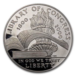 2000-P Library of Congress $1 Silver Commem Proof (Capsule Only): 2000-P Library of Congress $1 Silver Commem Proof (Capsule Only) Product ID: RBG42793 Year: 2000 Grade: Proof Grade Service: None Denomination: $1.00 Dollar Mint Mark: P -