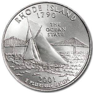 2001-D Rhode Island State Quarter BU: 2001-D Rhode Island State Quarter BU Product ID: RBG5249 Year: 2001 Grade: Brilliant Unc Grade Service: None Denomination: 25 Cents Mint Mark: D - Denver Metal Content: 0 troy oz