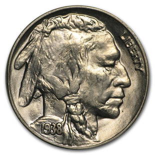 1938-D/D Buffalo Nickel BU: 1938-D/D Buffalo Nickel BU Product ID: RBG172885 Year: 1938 Grade: Brilliant Unc Grade Service: None Denomination: $0.05 Mint Mark: D - Denver Metal Content: 0 troy oz Purity: