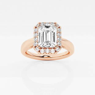 1 1/3 ctw Emerald Diamond Diamond Arch Halo Engagement Ring 14K Rose Gold: Lab Grown 1 1/3 ctw Emerald Diamond Diamond Arch Halo Engagement Ring 14K Rose Gold Style: Halo Engagement Ring Total Carat Weight: 1 1/3 ctw Centerstone Carat Wt: 1.0 Centerstone Count: