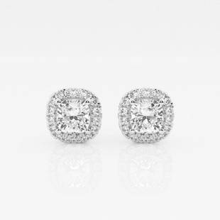 1 3/4 ctw Cushion Diamond Halo Stud Earrings 14K White Gold: Lab Grown 1 3/4 ctw Cushion Diamond Halo Stud Earrings 14K White Gold Style: Stud Earrings Total Carat Weight: 1 3/4 ctw Centerstone Carat Wt: 0.75 Centerstone Count: 2 Diamond Color: