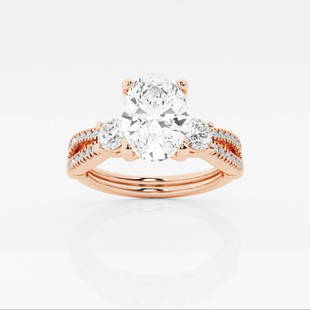 2 1/2 ctw Oval Diamond Knot Engagement Ring 14K Rose Gold: Lab Grown 2 1/2 ctw Oval Diamond Knot Engagement Ring 14K Rose Gold Style: Side Stone Engagement Ring Total Carat Weight: 2 1/2 ctw Centerstone Carat Wt: 2.0 Centerstone Count: 1 