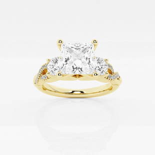 1 1/2 ctw Princess Diamond Swirl Engagement Ring 14K Yellow Gold: Lab Grown 1 1/2 ctw Princess Diamond Swirl Engagement Ring 14K Yellow Gold Style: Side Stone Engagement Ring Total Carat Weight: 1 1/2 ctw Centerstone Carat Wt: 1.0 Centerstone Count: 1 