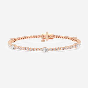 2 3/4 ctw Pear Diamond Five Stations Bracelet 14K Rose Gold