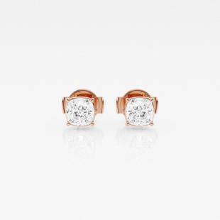 1 ctw Cushion Diamond Solitaire Stud Earrings 14K Rose Gold: Lab Grown 1 ctw Cushion Diamond Solitaire Stud Earrings 14K Rose Gold Style: Stud Earrings Total Carat Weight: 1 ctw Centerstone Carat Wt: 0.50 Centerstone Count: 2 Diamond Color: G+ 