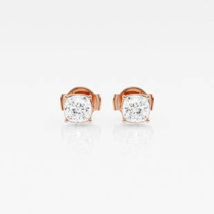 1 ctw Cushion Diamond Solitaire Stud Earrings 14K Rose Gold: Lab Grown 1 ctw Cushion Diamond Solitaire Stud Earrings 14K Rose Gold Style: Stud Earrings Total Carat Weight: 1 ctw Centerstone Carat Wt: 0.50 Centerstone Count: 2 Diamond Color: G+ 