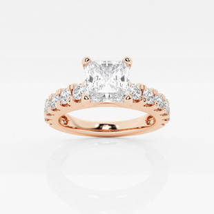 3 ctw Asscher Diamond Engagement Ring with Split Prong Side Accents 14K Rose Gold: Lab Grown 3 ctw Asscher Diamond Engagement Ring with Split Prong Side Accents 14K Rose Gold Style: Side Stone Engagement Ring Total Carat Weight: 3 ctw Centerstone Carat Wt: 2.0 