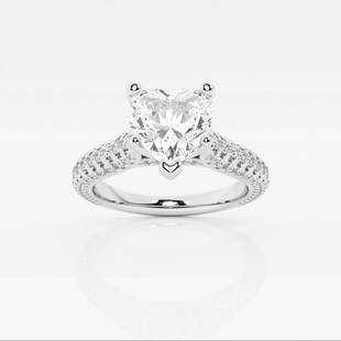 2 1/4 ctw Heart Diamond Pave Engagement Ring 14K White Gold: Lab Grown 2 1/4 ctw Heart Diamond Pave Engagement Ring 14K White Gold Style: Side Stone Engagement Ring Total Carat Weight: 2 1/4 ctw Centerstone Carat Wt: 1.50 Centerstone Count: 1 