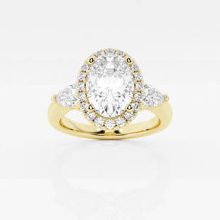 1 1/4 ctw Oval Diamond Pear Side Stones Halo Engagement Ring 14K Yellow Gold: Lab Grown 1 1/4 ctw Oval Diamond Pear Side Stones Halo Engagement Ring 14K Yellow Gold Style: Halo Engagement Ring Total Carat Weight: 1 1/4 ctw Centerstone Carat Wt: 0.75 Centerstone