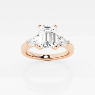 2 2/3 ctw Emerald Diamond Engagement Ring with Pear Side Accents 14K Rose Gold: Lab Grown 2 2/3 ctw Emerald Diamond Engagement Ring with Pear Side Accents 14K Rose Gold Style: Side Stone Engagement Ring Total Carat Weight: 2 2/3 ctw Centerstone Carat Wt: 2.0 