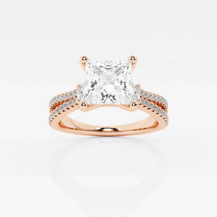 1 7/8 ctw Princess Diamond Engagement Ring with Oval Side Accents 14K Rose Gold: Lab Grown 1 7/8 ctw Princess Diamond Engagement Ring with Oval Side Accents 14K Rose Gold Style: Side Stone Engagement Ring Total Carat Weight: 1 7/8 ctw Centerstone Carat Wt: 1.50 