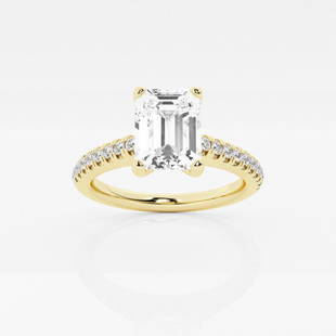 1 ctw Emerald Diamond Engagement Ring with V-Prong Side Accents 14K Yellow Gold: Lab Grown 1 ctw Emerald Diamond Engagement Ring with V-Prong Side Accents 14K Yellow Gold Style: Side Stone Engagement Ring Total Carat Weight: 1 ctw Centerstone Carat Wt: 0.75 