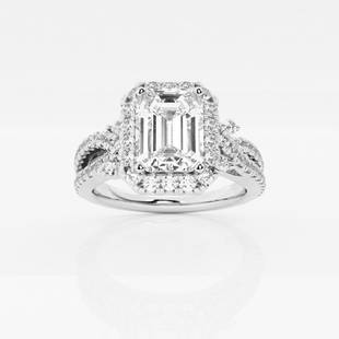 1 1/3 ctw Emerald Diamond Petite Bow Halo Engagement Ring 14K White Gold: Lab Grown 1 1/3 ctw Emerald Diamond Petite Bow Halo Engagement Ring 14K White Gold Style: Halo Engagement Ring Total Carat Weight: 1 1/3 ctw Centerstone Carat Wt: 0.75 Centerstone Count: