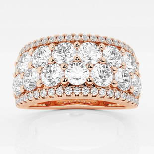 3 ctw Round Diamond Multi Row Fashion Band 14K Rose Gold: Lab Grown 3 ctw Round Diamond Multi Row Fashion Band 14K Rose Gold Style: Fashion Band Total Carat Weight: 3 ctw Centerstone Carat Wt: 0.05 Centerstone Count: 57 Diamond Color: E+ 