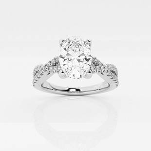 1 7/8 ctw Oval Diamond Crossover Engagement Ring Platinum: Lab Grown 1 7/8 ctw Oval Diamond Crossover Engagement Ring Platinum Style: Side Stone Engagement Ring Total Carat Weight: 1 7/8 ctw Centerstone Carat Wt: 1.50 Centerstone Count: 1 