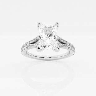 2 1/3 ctw Radiant Diamond Split Shank Engagement Ring Platinum: Lab Grown 2 1/3 ctw Radiant Diamond Split Shank Engagement Ring Platinum Style: Side Stone Engagement Ring Total Carat Weight: 2 1/3 ctw Centerstone Carat Wt: 2.0 Centerstone Count: 1 