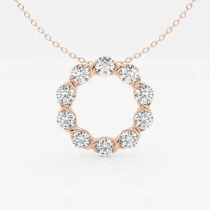 2 ctw Round Diamond Circle Fashion Pendant with Adjustable Chain 14K Rose Gold
