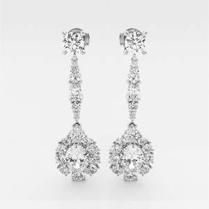 13 1/2 ctw Oval Diamond Dangle Earrings 18K White Gold