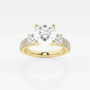 1 3/4 ctw Round Diamond Engagement Ring with Double Row Side Side Accents 14K Yellow Gold: Lab Grown 1 3/4 ctw Round Diamond Engagement Ring with Double Row Side Side Accents 14K Yellow Gold Style: Side Stone Engagement Ring Total Carat Weight: 1 3/4 ctw Centerstone Carat Wt: 1.0 