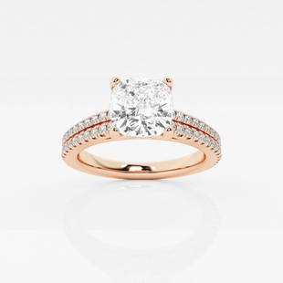 1 3/8 ctw Cushion Diamond Double Row Engagement Ring 14K Rose Gold: Lab Grown 1 3/8 ctw Cushion Diamond Double Row Engagement Ring 14K Rose Gold Style: Side Stone Engagement Ring Total Carat Weight: 1 3/8 ctw Centerstone Carat Wt: 1.0 Centerstone Count: 1