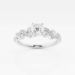 7/8 ctw Cushion Diamond Intertwined Engagement Ring 14K White Gold: Lab Grown 7/8 ctw Cushion Diamond Intertwined Engagement Ring 14K White Gold Style: Side Stone Engagement Ring Total Carat Weight: 7/8 ctw Centerstone Carat Wt: 0.50 Centerstone Count: 1 