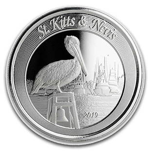 2019 St. Kitts & Nevis 1 oz Silver Pelican BU: 2019 St. Kitts & Nevis 1 oz Silver Pelican BU Product ID: 195351 Year: 2019 Grade: Brilliant Unc Grade Service: None Denomination: $1.00 Mint Mark: Not Shown Metal Content: 1 troy oz Purity: