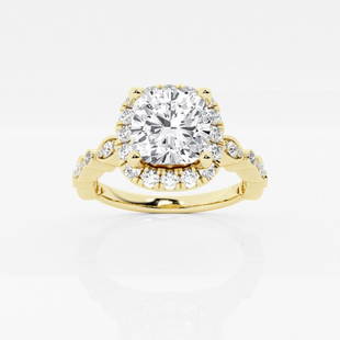Certified 1 1/10 ctw Cushion Diamond Marquise Shape Sides Halo Engagement Ring 14K Yellow Gold: Certified Lab Grown 1 1/10 ctw Cushion Diamond Marquise Shape Sides Halo Engagement Ring 14K Yellow Gold Style: Halo Engagement Ring Total Carat Weight: 1 1/10 ctw Centerstone Carat Wt: 0.75