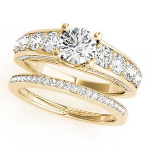 Certified 3.33 CTW Diamond Engagement Ring SET 18K Yellow Gold: Certified Lab Grown 3.33 CTW Diamond Engagement Ring SET 18K Yellow Gold Category: Affordable Engagement Rings Style: Trellis Side Stone Audience: For Women Ring Resizable: Yes Metal