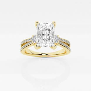 Certified 1 1/3 ctw Radiant Diamond Engagement Ring with Oval Side Accents 14K Yellow Gold: Certified Lab Grown 1 1/3 ctw Radiant Diamond Engagement Ring with Oval Side Accents 14K Yellow Gold Style: Side Stone Engagement Ring Total Carat Weight: 1 1/3 ctw Centerstone Carat Wt: 1.0
