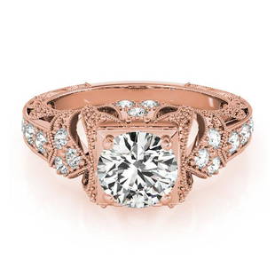 Certified 2.2 CTW Diamond Engagement Ring 18K Rose Gold: Certified Lab Grown 2.2 CTW Diamond Engagement Ring 18K Rose Gold Category: Yellow Gold Engagement Rings Style: Antique Art Deco Audience: For Women Ring Resizable: Yes Metal Type: