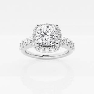 Certified 2 7/8 ctw Cushion Diamond Graduated Halo Engagement Ring Platinum: Certified Lab Grown 2 7/8 ctw Cushion Diamond Graduated Halo Engagement Ring Platinum Style: Halo Engagement Ring Total Carat Weight: 2 7/8 ctw Centerstone Carat Wt: 2.0 Centerstone