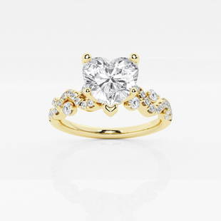 Certified 1 1/8 ctw Heart Diamond Vine Engagement Ring 14K Yellow Gold: Certified Lab Grown 1 1/8 ctw Heart Diamond Vine Engagement Ring 14K Yellow Gold Style: Side Stone Engagement Ring Total Carat Weight: 1 1/8 ctw Centerstone Carat Wt: 0.75 Centerstone